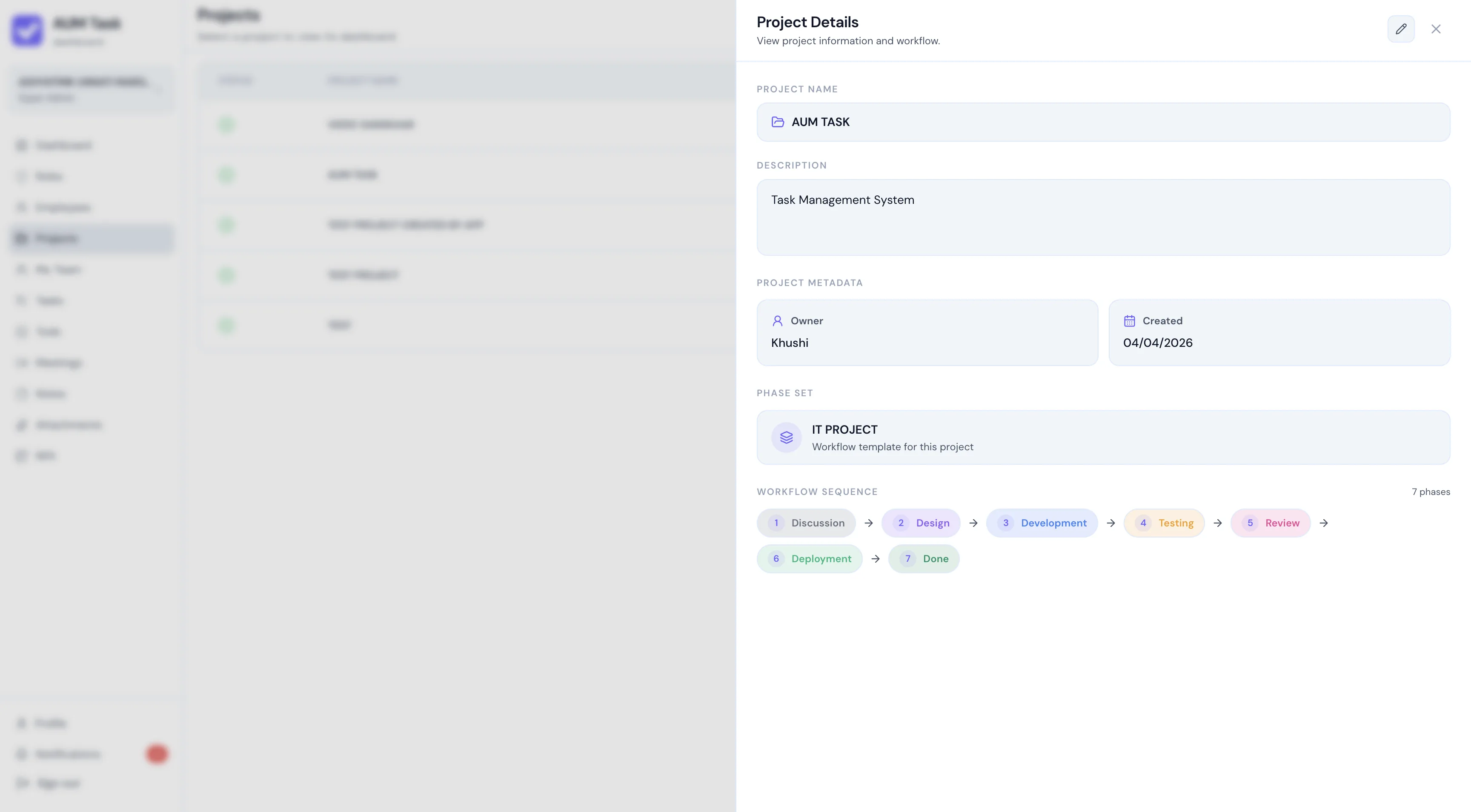 AUM Task Detailed Project Activity & Timeline Logs